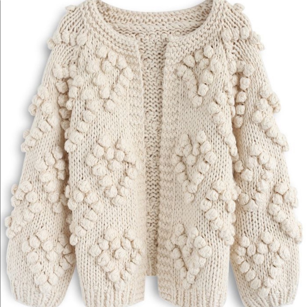 Chicwish knit your love pom cardigan